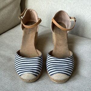Women’s Espadrille Wedge, Navy/White Stripe, 8.5